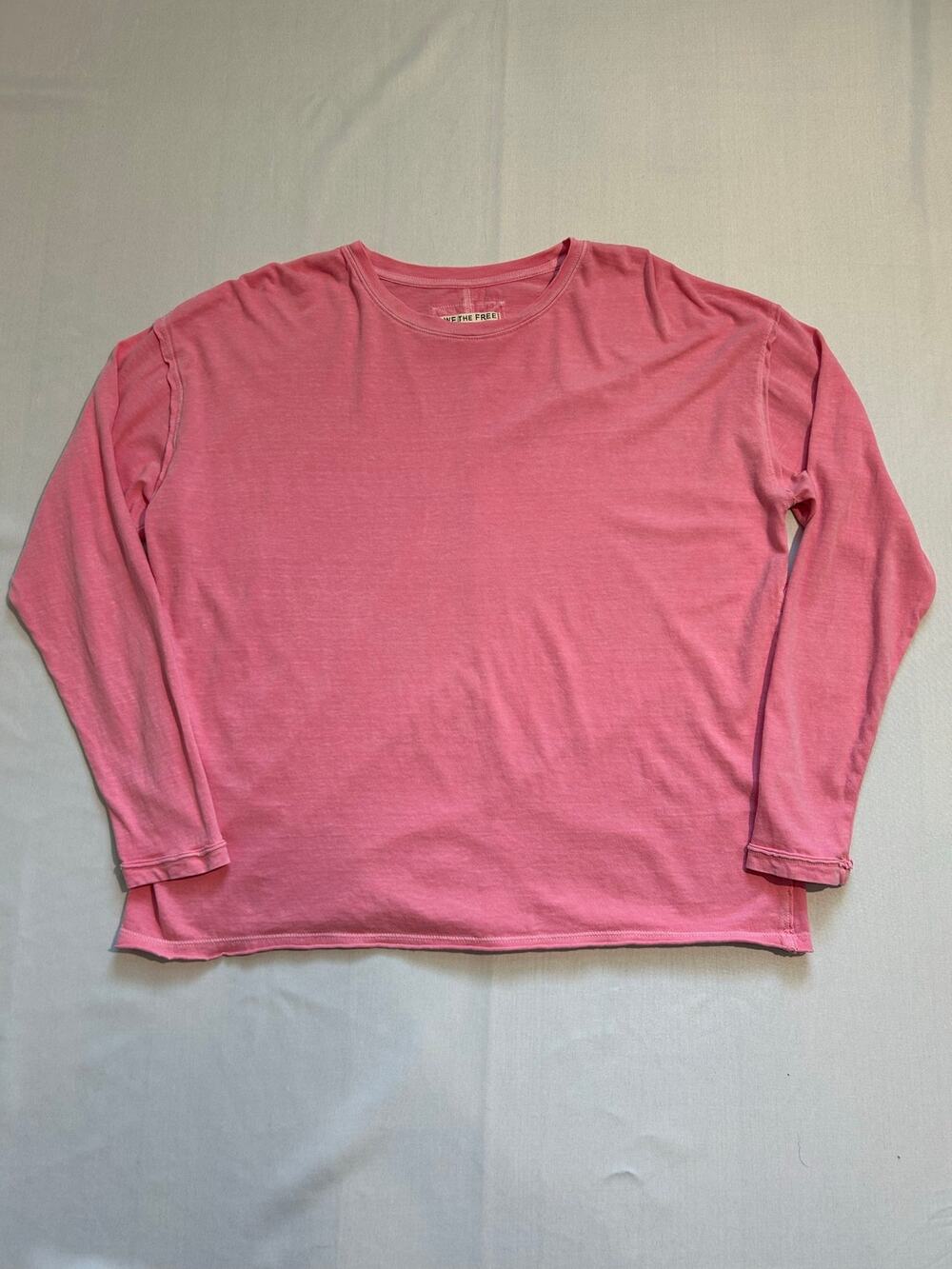 We The Free Slouchy Oversized 100% Cotton Pink Long Sleeve Shirt XS